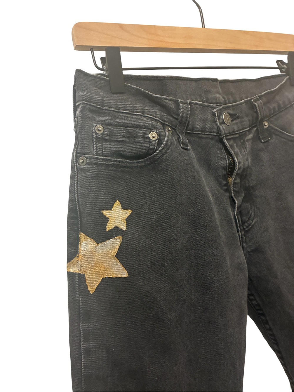 Black Levi 511 Women's Jeans with Gold Star painting